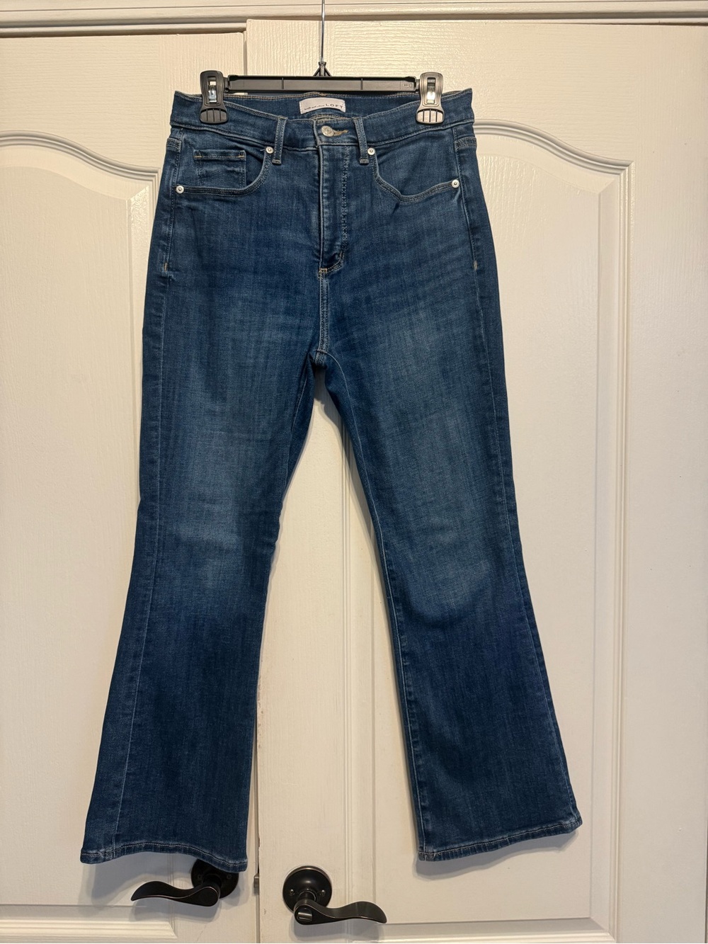LOFT Dark Wash High-Rise Kick Crop Jeans - Blue